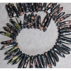 African Bloodstone Jasper Spike Dagger Beads Natural Stone Jewelry Making 16"